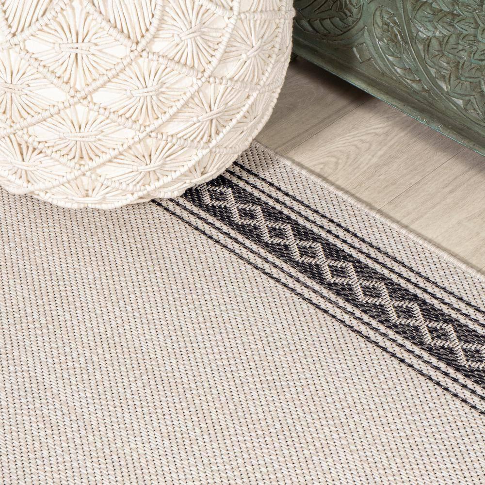 5' x 8' Lucia Classic Diamond Border Indoor/Outdoor Area Rug, Cream/Black - JONATHAN Y