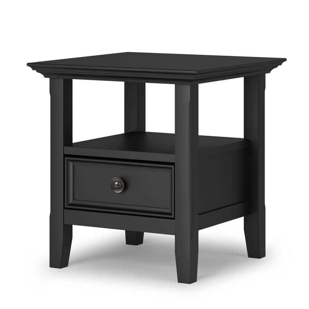 Simpli Home Amherst Solid Wood Transitional End Table with Drawer and Shelf