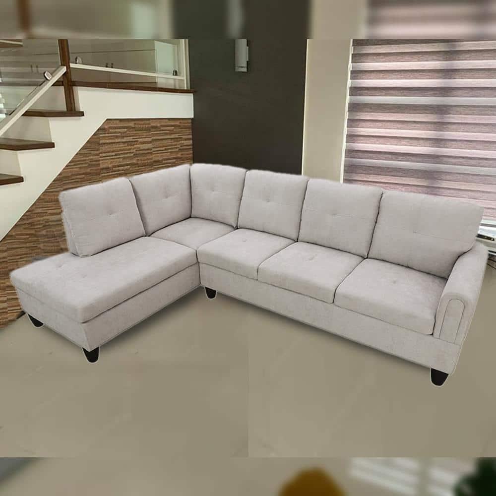 Star Home Living Puebla Linen Fabric Sectional Sofa Set in Gray