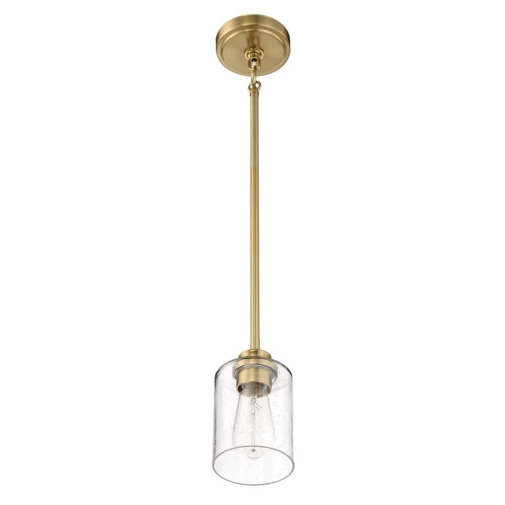 Elegant Mini Pendant Light in Satin Brass with Glass Shade
