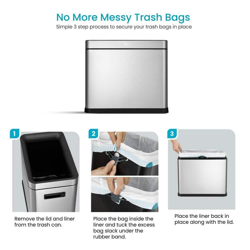 Home Zone Living Steel Open Kitchen Trash Can - 8.7 Gallons