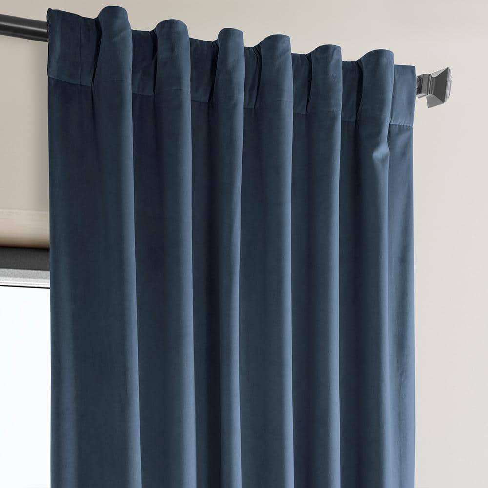 HPD Half Price Drapes London Blue Heritage Plush Velvet Room Darkening Curtains for Bedroom & Living Room Curtains (1 Panel), Window Curtains 108 inches long, Rod Pocket Curtains & Drapes, 50W X 108L