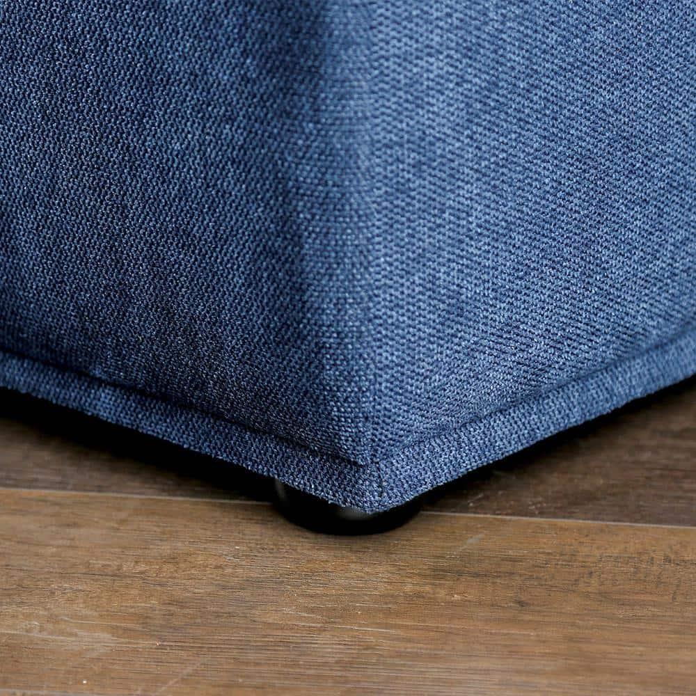 HOMES: Inside + Out Povoa Modern Modular Armless Chair Chenille with Extendable Backrest Blue