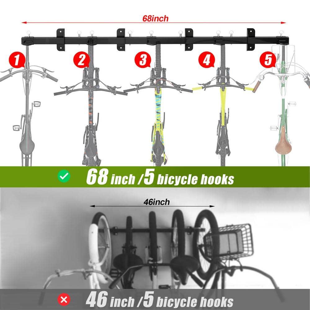 Sttoraboks Bike Storage Rack, Garage Wall Mount Hanger Holds 5 Bikes