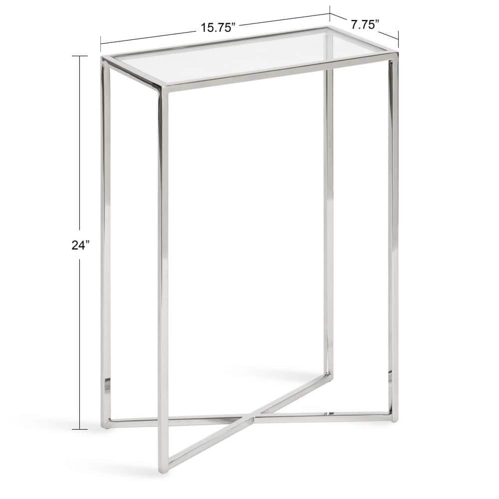 Kate and Laurel Jaspur Rectangle Metal Side Table, 16x8x24, Silver