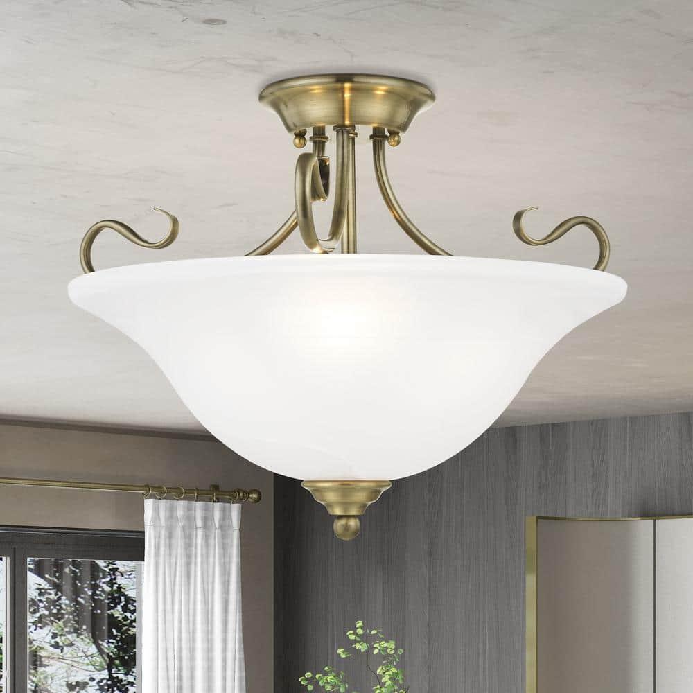 Livex Lighting Coronado 3 - Light Semi-Flush Mount in  Antique Brass