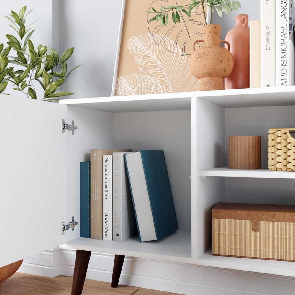 Avesta 2.0 Double Side Table White - Manhattan Comfort: Modern Corner Accent Table, Bedroom & Office Use