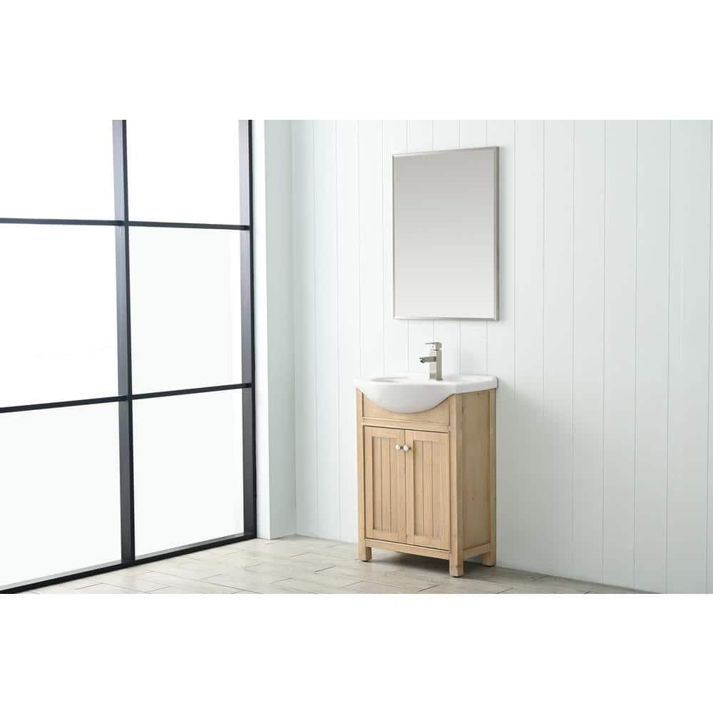 Design Element Marian 24" Single Sink Bath Vanity in Oak with Porcelain Top