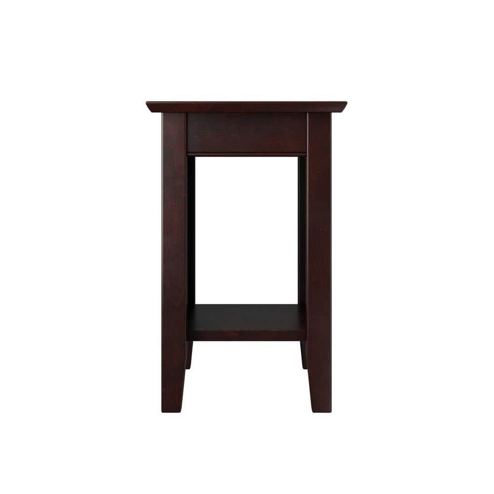 AFI Nantucket 14" Solid Wood End Table with Built-In Charger in Espresso