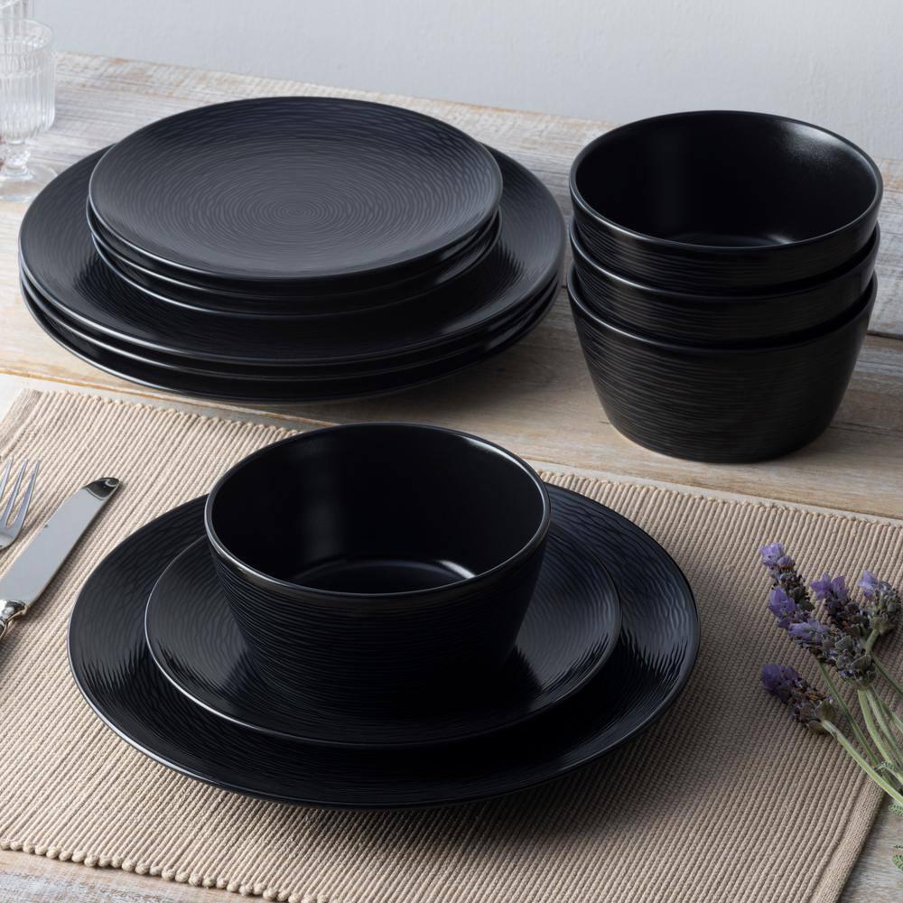 Noritake Colorscapes Swirl 12-Piece Coupe Dinnerware Set, Service For 4