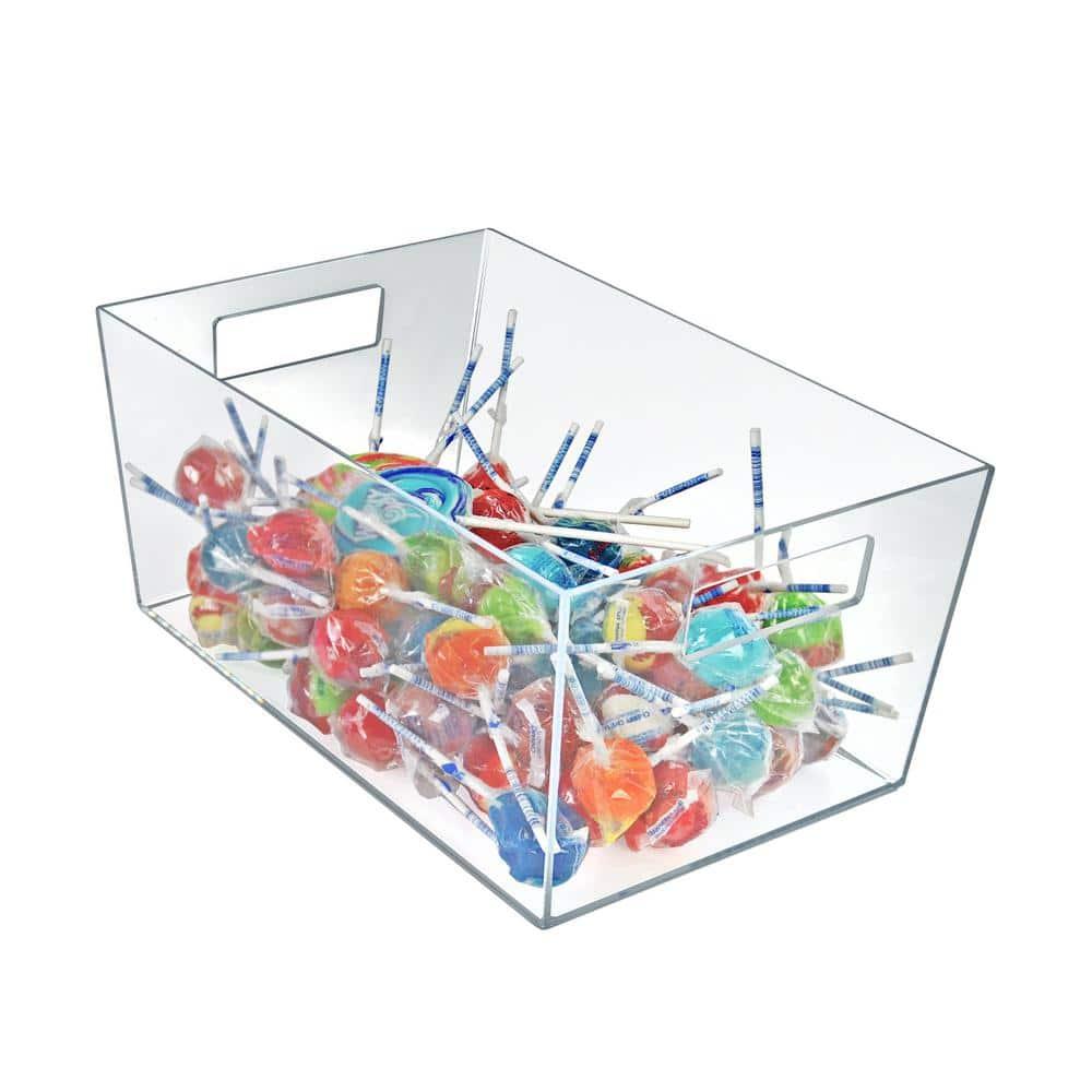 Azar Displays X-Large Organizer Storage Tote Bin with Handle 13"W x 9.5"D x 6.5"H, 4-Pack (Set of 4)