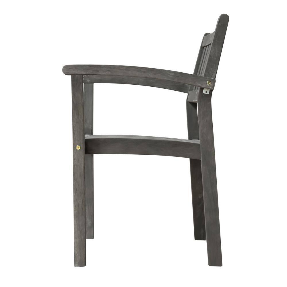 Elegant Hand-Scraped Acacia Wood Outdoor Stacking Armchair Set