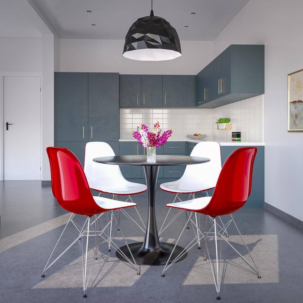 LeisureMod Cresco Modern Acrylic Dining Chair – Eiffel Chrome Base, Stylish Accent Chair for Contemporary Dining Rooms & Kitchen Tables