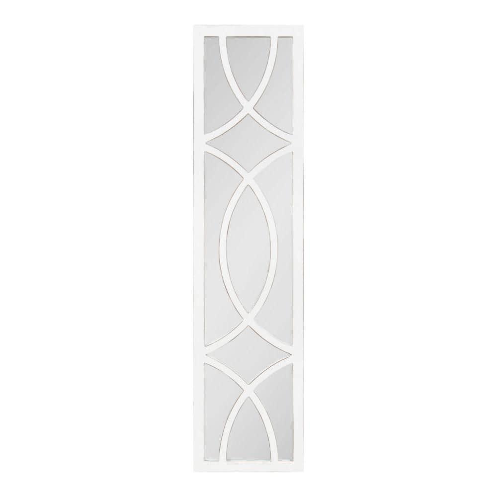 Kate and Laurel Tolland Decorative Wooden Panel Wall Mirror, 12" x 48", Soft White, Rustic Windowpane Accent Piece