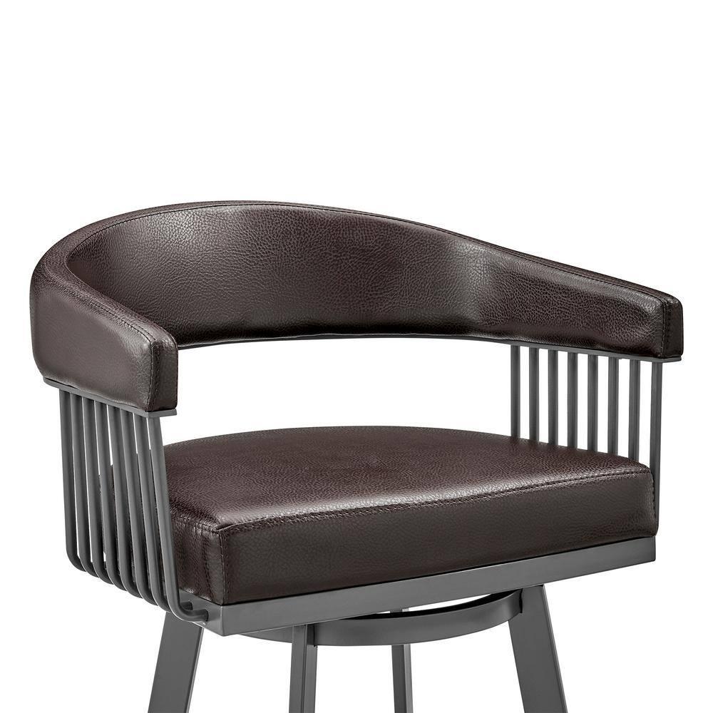 26 in. Chelsea Counter Height Swivel Bar Stool in Java Brown Finish & Chocolate Faux Leather