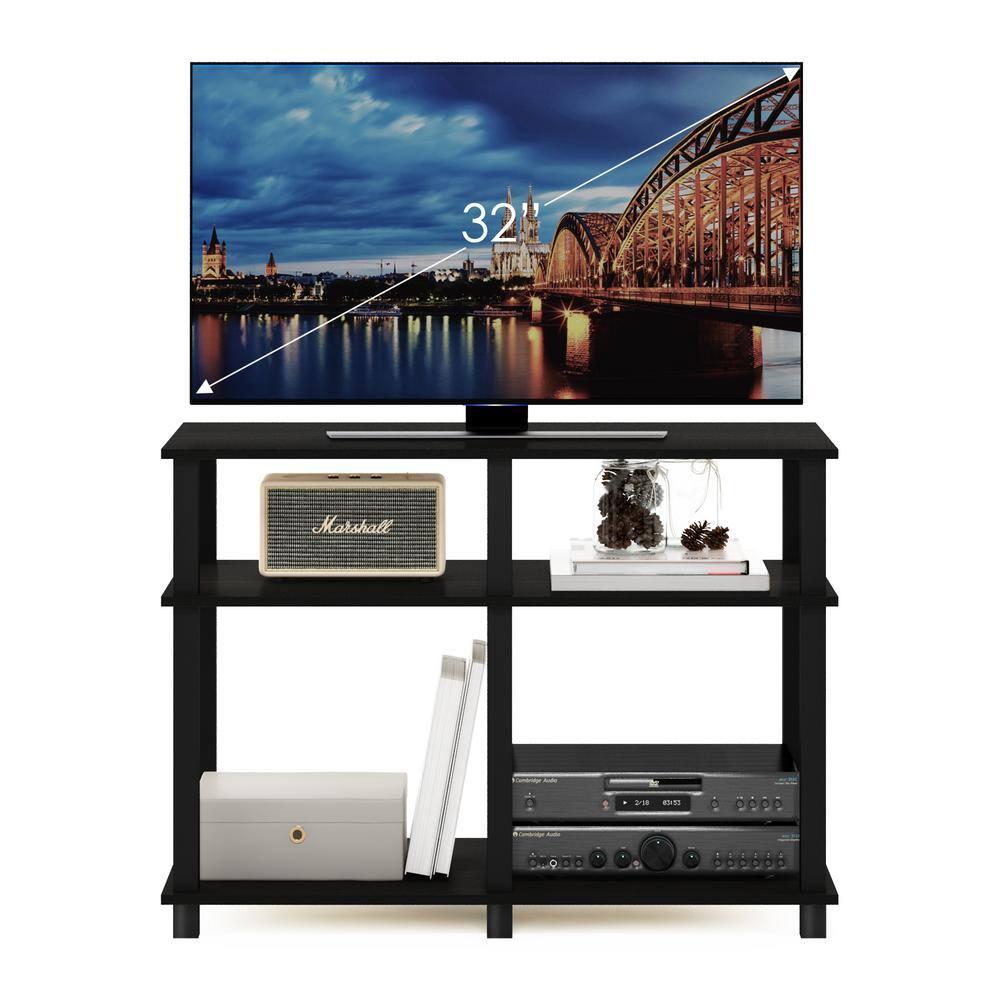 Furinno Romain Turn-N-Tube TV Stand for TV up to 40 Inch, Espresso/Black