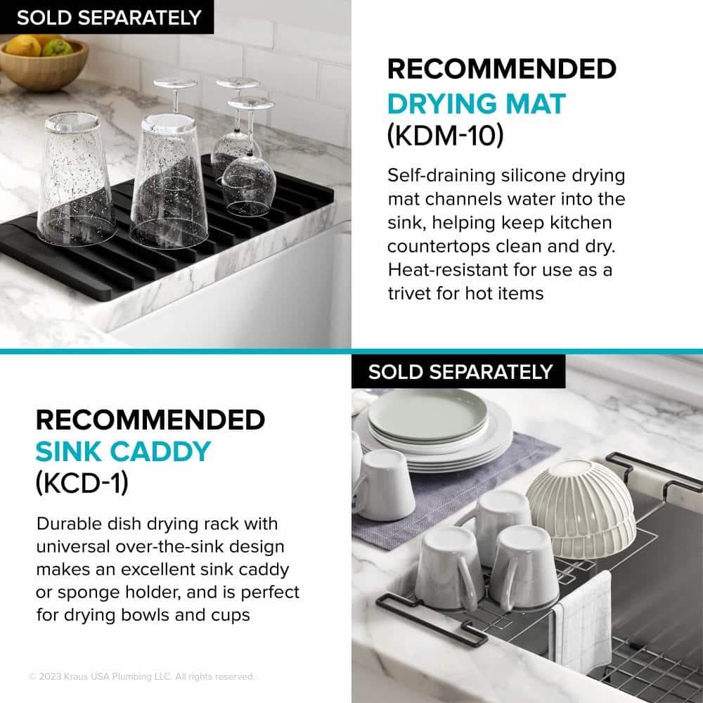 KRAUS Kore™ Workstation 33-inch 16 Gauge Stainless Steel Single Bowl Farmhouse Kitchen Sink with Accessories