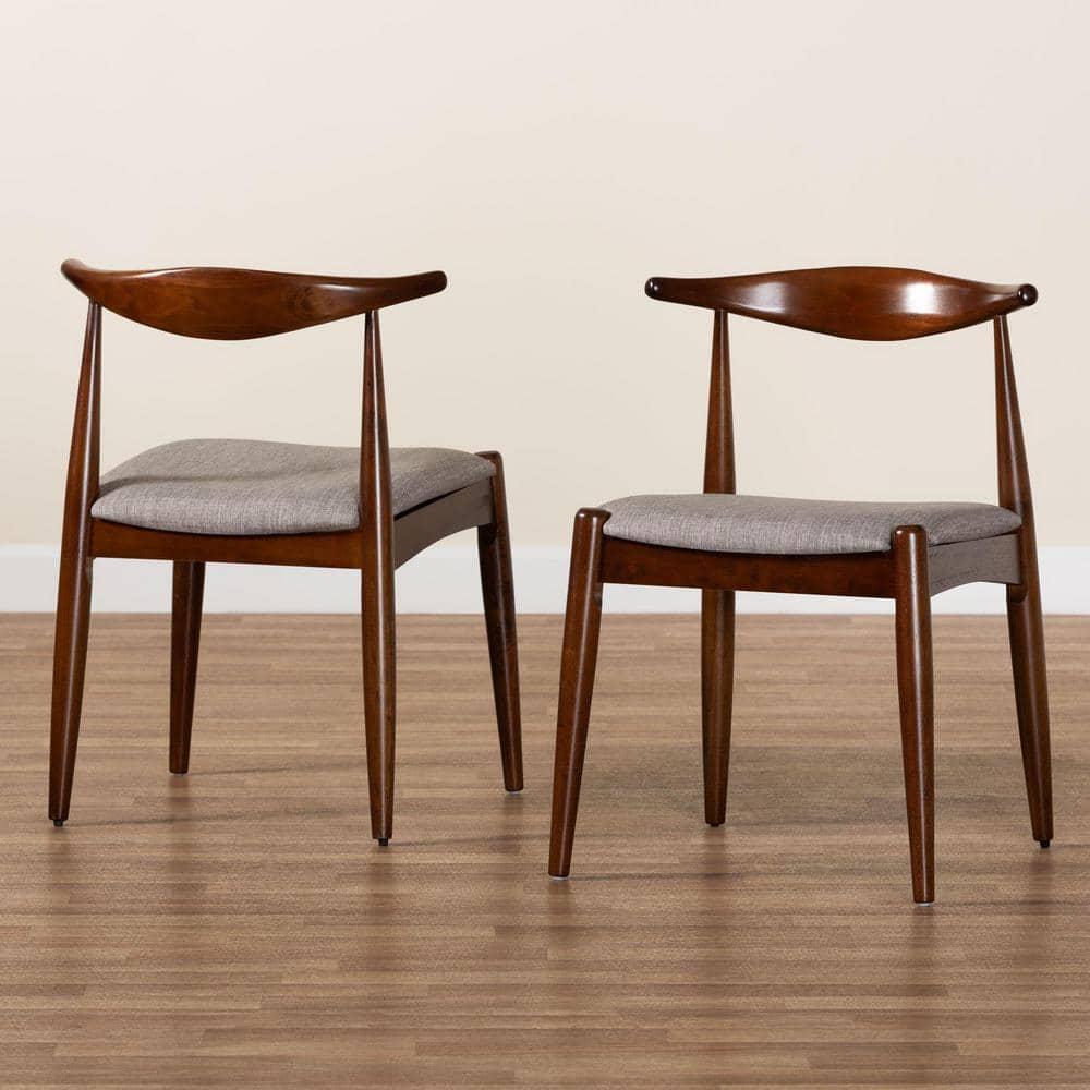 Set of 2 Aeron Wood Dining Chair Walnut - Baxton Studio: Retro-Inspired, Foam Padded, Tapered Legs