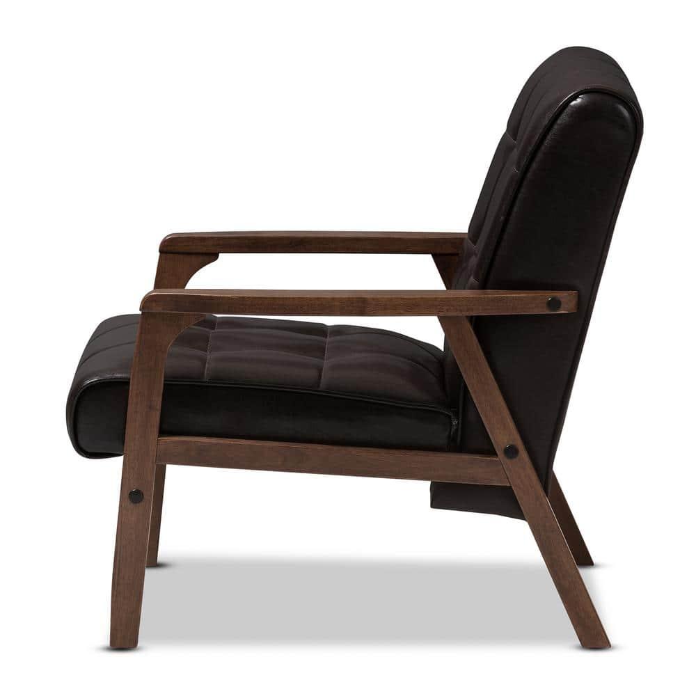 Baxton Studio Mid-Century Masterpieces Club Chair Brown: Upholstered Polyester, Wood Frame, Spot Clean