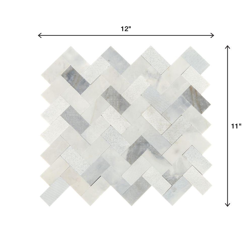 Minute Mosaix Natural Stone Herringbone Mosaic Sheet Floor &Wall Tile