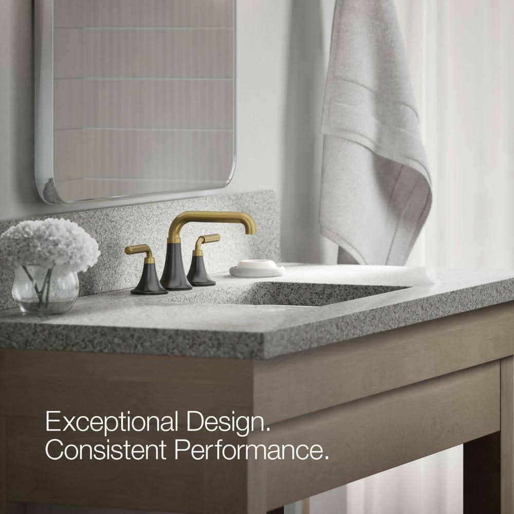 Tone Widespread Bathroom Sink Faucet, Three-Hole Bathroom Faucet with Clicker Drain, 1.2 GPM