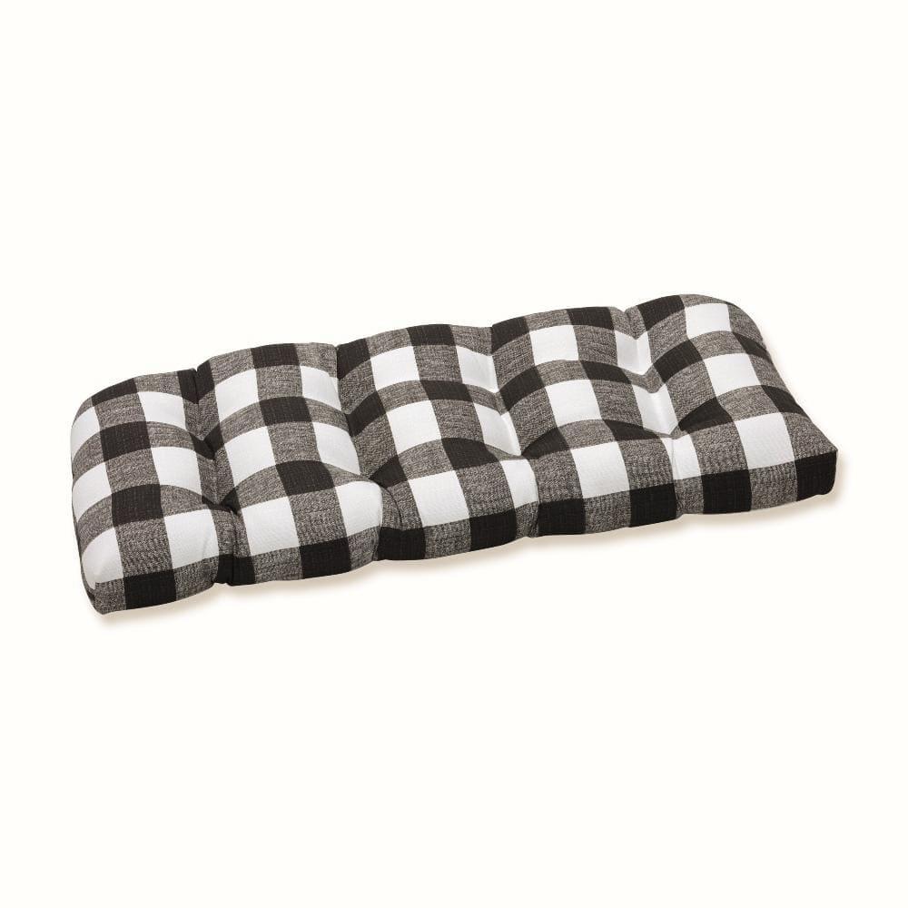 Pillow Perfect Outdoor/Indoor Anderson Matte Tufted Loveseat Cushion, 1 Count (Pack of 1), Black