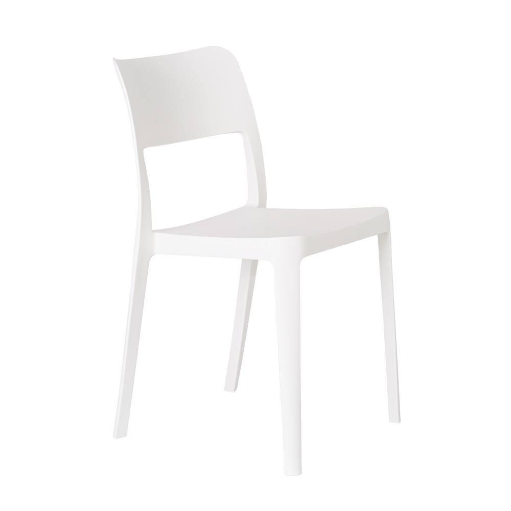 2pk La Vie Stackable Patio Armless Chairs White - Lagoon: Resin Outdoor Furniture, Mold & UV Resistant
