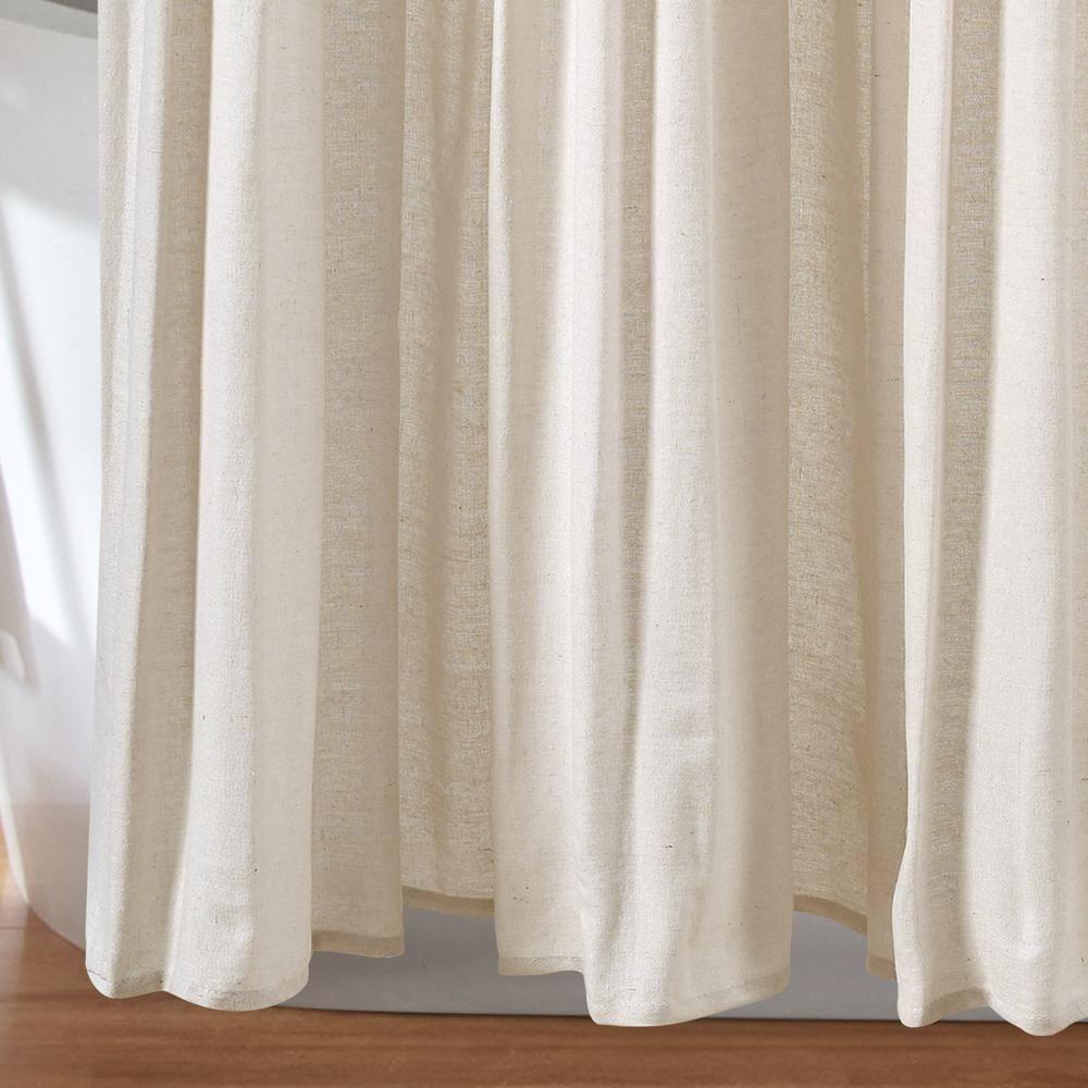 Linen Button Shower Curtain Off White Single 72X72
