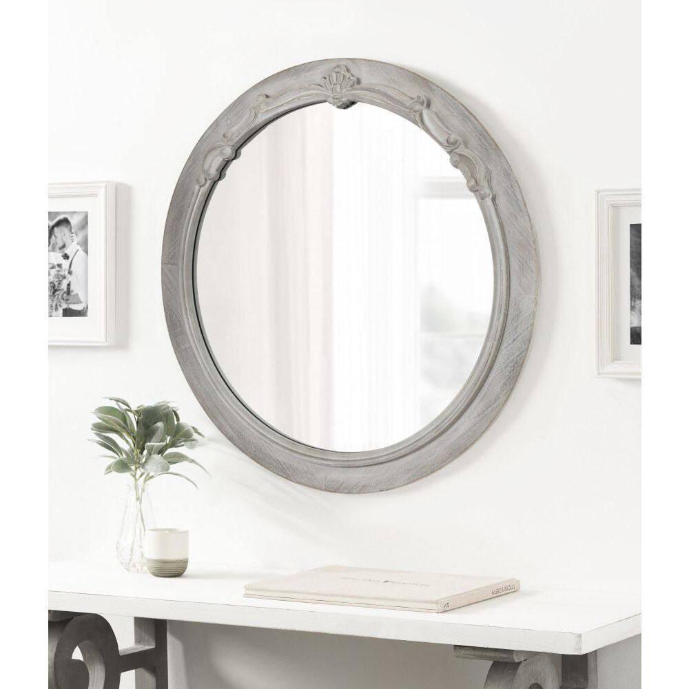 Kate and Laurel Irelyn Round MDF Round Mirror, 26" Diameter, Gray