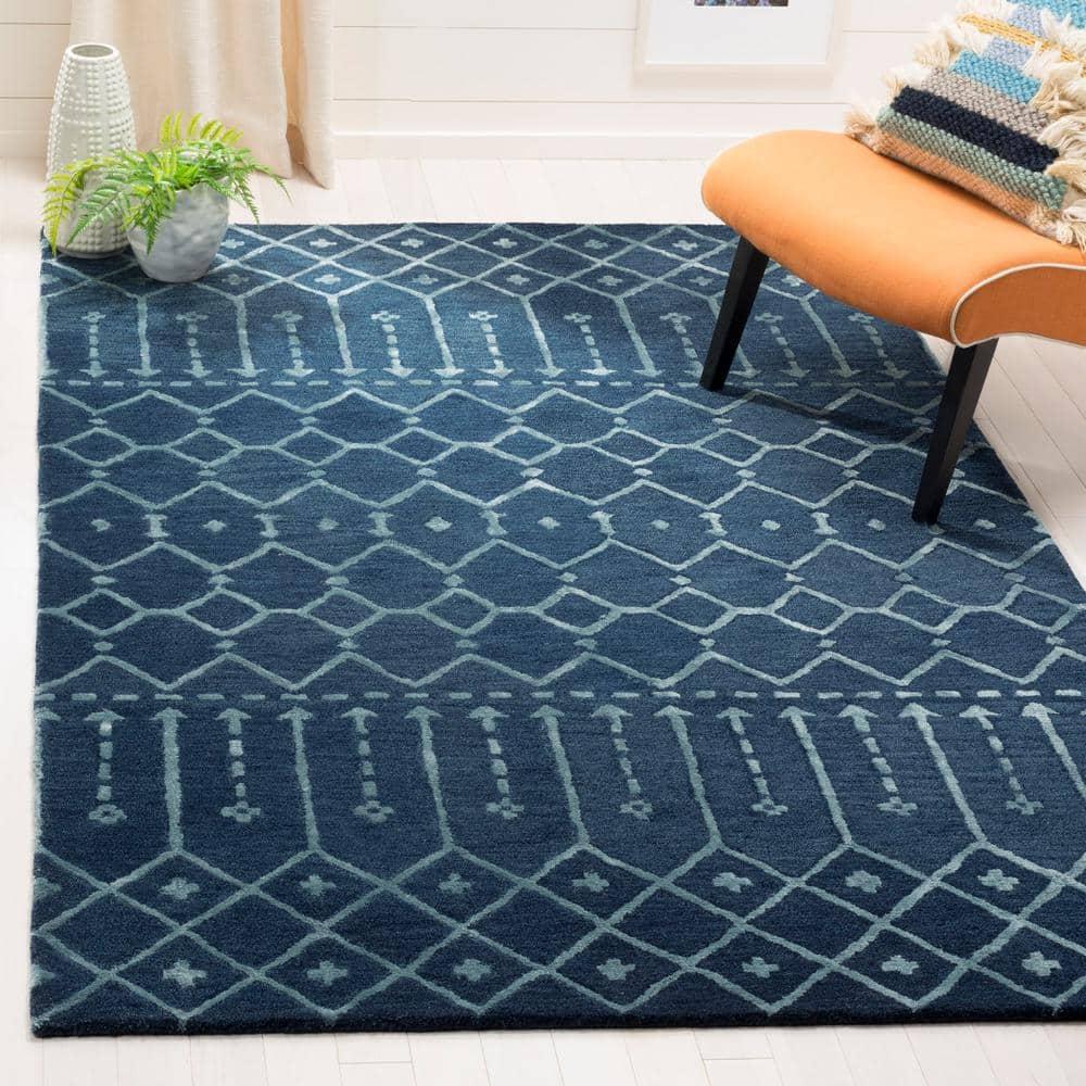 Himalaya HIM903 Handmade Area Rug - 8'x8' - Navy/Silver - Safavieh