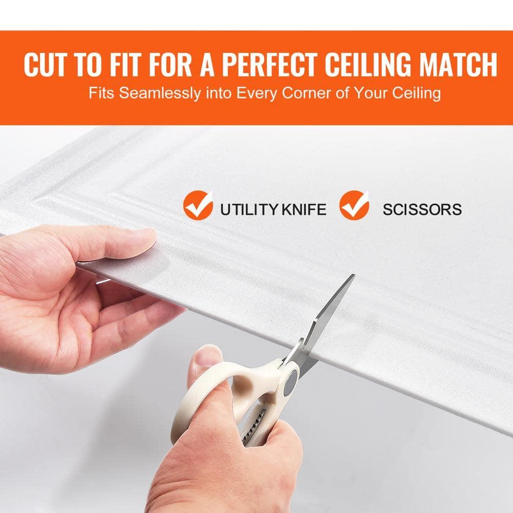 VEVOR 20in x 20in Drop Ceiling Tiles (48-Pack), Easy Installation/Cutting Plastic Glue-up, Cover 133 Sq. Ft, Basement Ceiling Covering for Home/Office Decoration