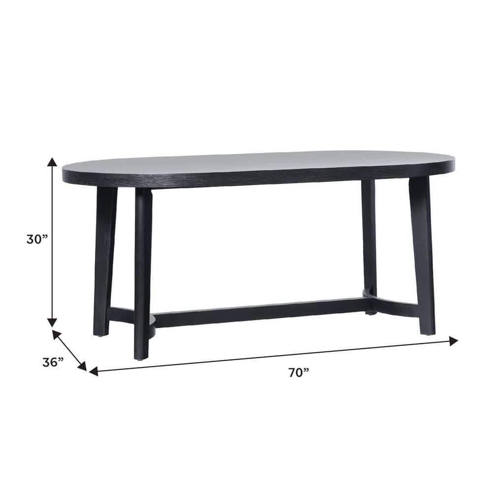 Walker Edison Modern Farmhouse Rustic Solid Oak Wood Oval Dining Table for 6 - Black Oak