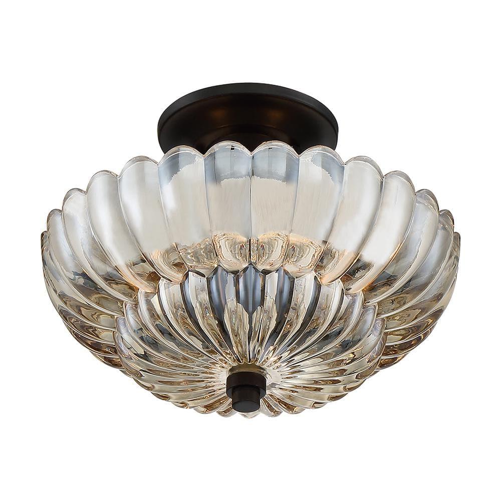 Quoizel Lighting Whitecap 3 - Light Semi-Flush Mount in  Mottled Cocoa