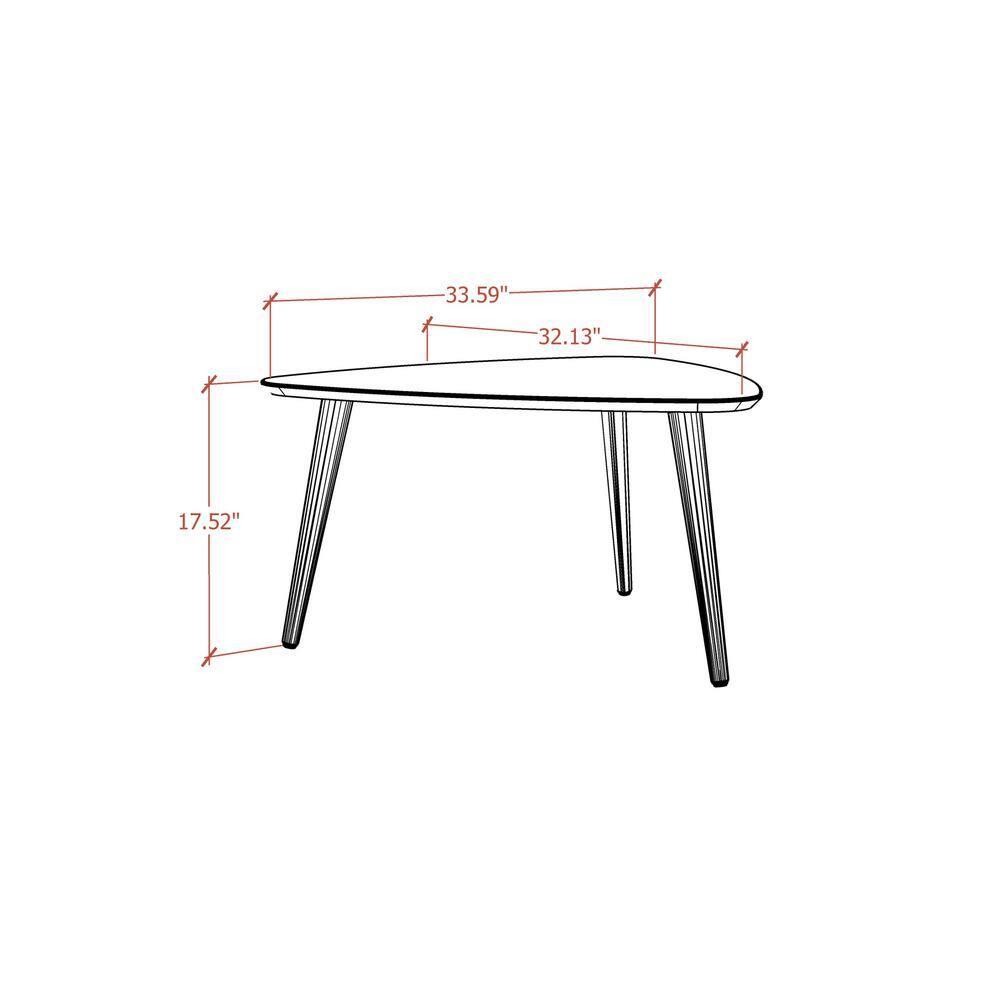 Manhattan Comfort 11.81" Utopia High Triangle Coffee Table with Splayed Legs Off-White: Mid-Century Modern, MDF Construction
