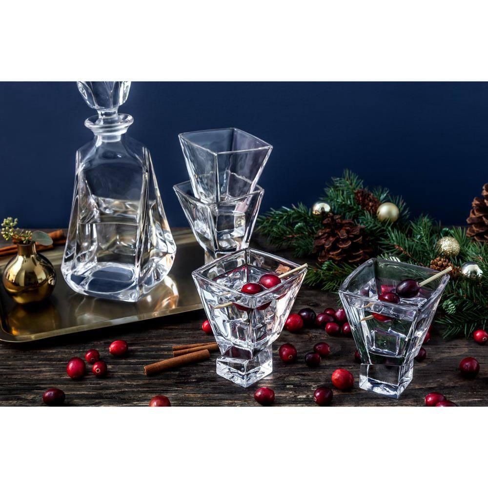 JoyJolt Carre Collection Cocktail Glasses - Set of 4 Square Heavy Base Martini Glass Set - 8-Ounce