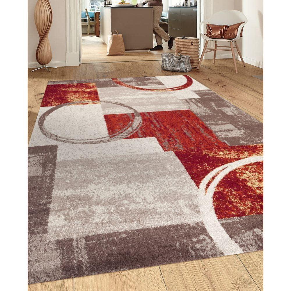 World Rug Gallery Abstract Circle Multi 8'8"x12' Area Rug