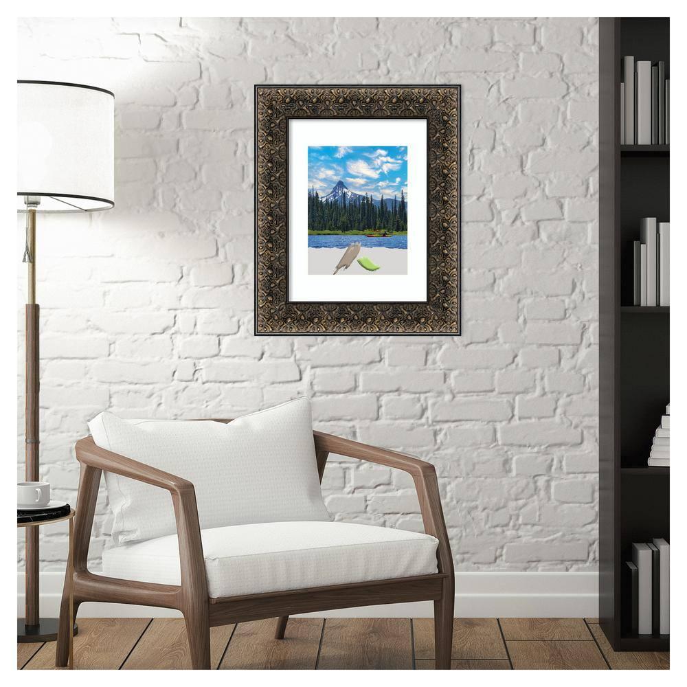 Amanti Art Intaglio Embossed Black Wood Picture Frame Opening Size 11x14 in. (Matted To 8x10 in.)