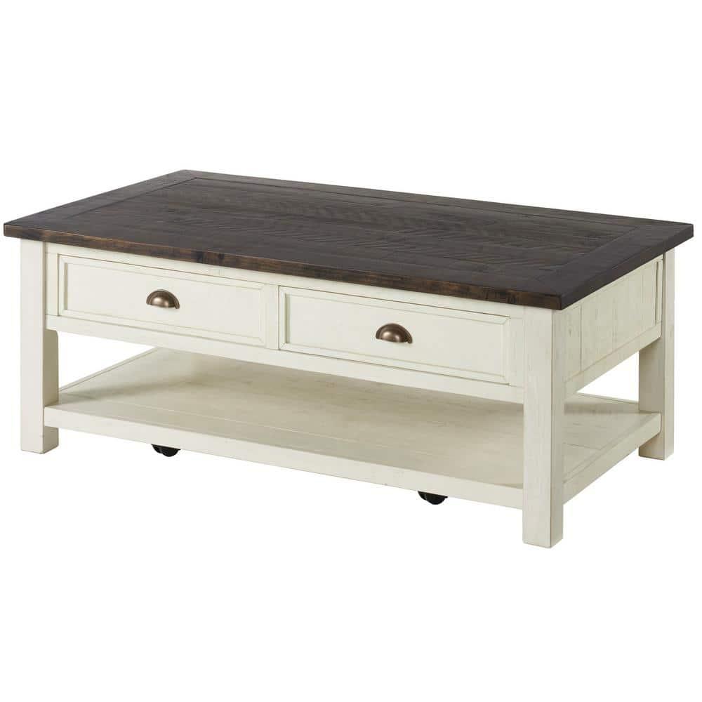 Martin Svensson Home Monterey 50" Coffee Table, Cream White and Brown
