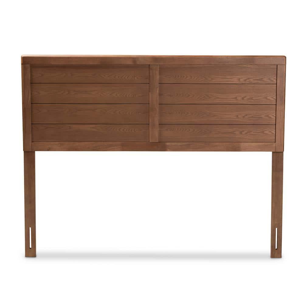 Baxton Studio Queen Seren Walnut Finished Wood Headboard Brown: Rubberwood Frame, No Box Spring Needed