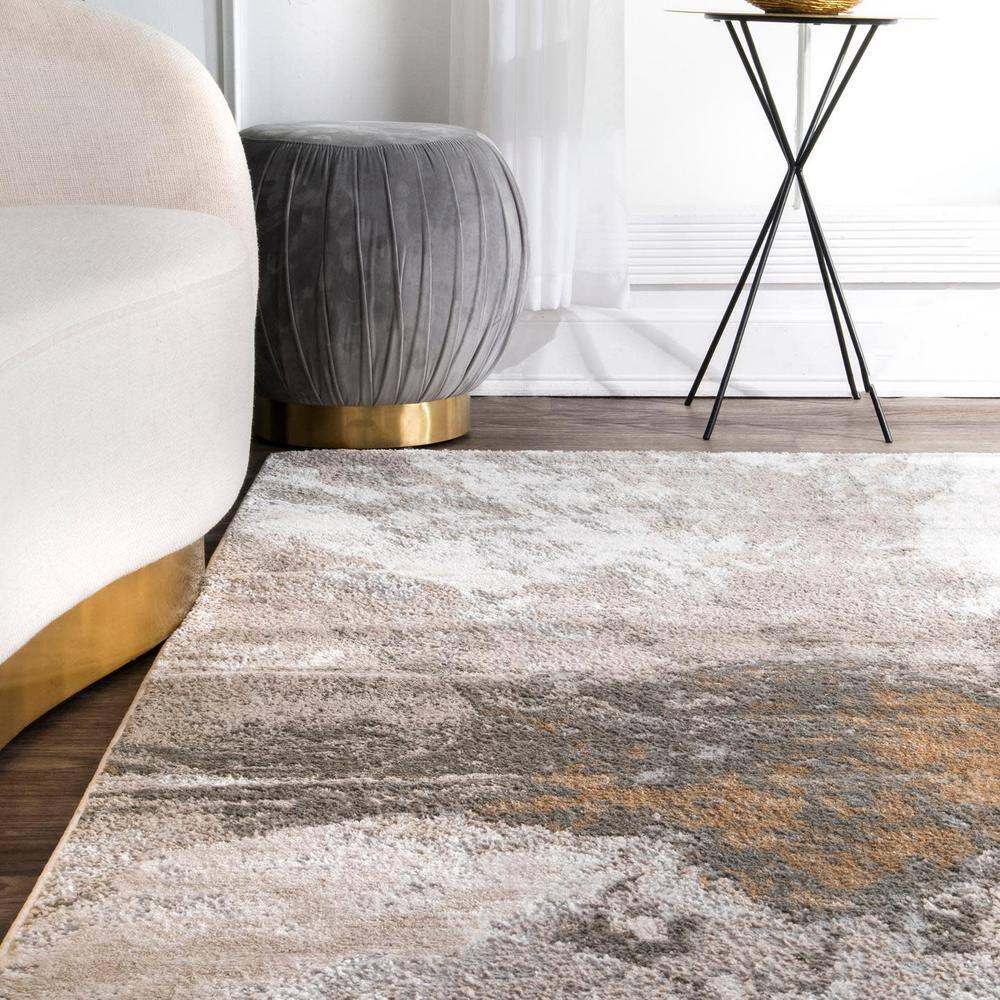 Nuloom Cyn Abstract 8 Square Indoor Area Rug for Living Room Bedroom Dining Room Kitchen, Silver/Ivory