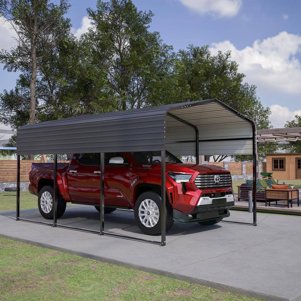 BVNECXP 10X15 Metal Carport Carports With Enhanced Base Heavy Duty Garage Outdoor Galvanized Car Shelter For Car, Boats And Truck