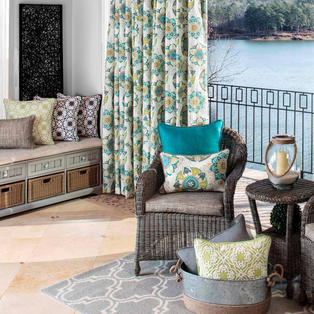 Allee Embroidered Indoor/Outdoor Reversible Throw Pillow