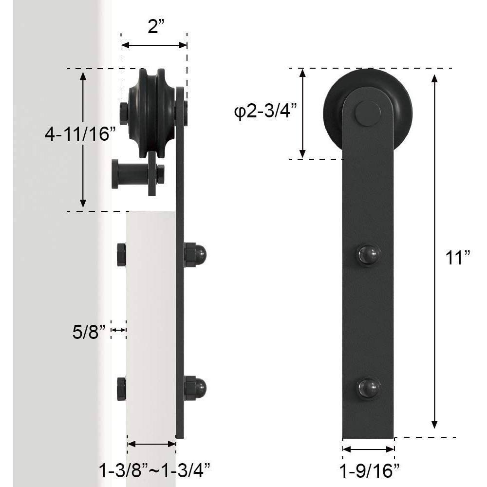 LAZ Black Steel Double Door Barn Door Hardware Kit Standard Double (NOT INCLUDE DOORS)