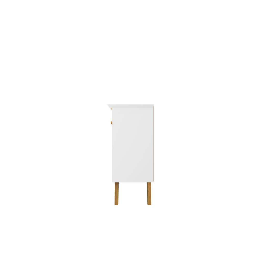 62.99" Yonkers Sideboard White - Manhattan Comfort: Mid-Century Buffet, Storage Console with 4 Doors & Fixed Shelves