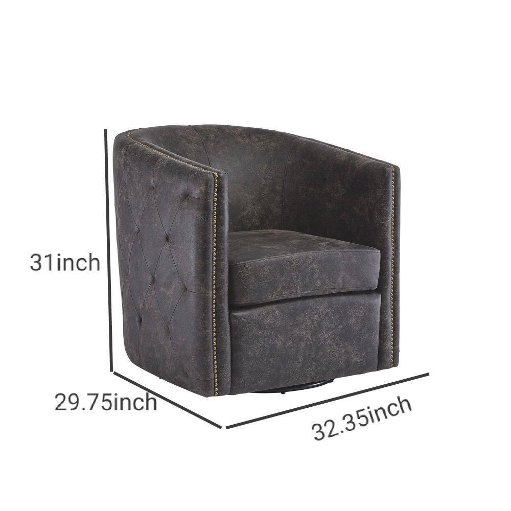 31 Inch Barrel Back Leatherette Swivel Accent Chair Black - Saltoro Sherpi