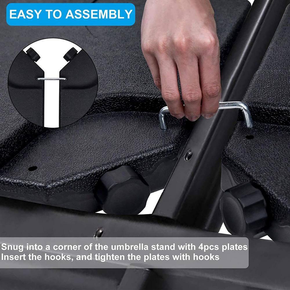 IVV 4PCS Patio Cantilever Offset Umbrella Base, Square Shaped Sand/Water Filled Weight Stand, Outdoor Umbrella Base Plate w/Heavy Duty Plastic, 39" x 39" Umbrella Base (Black)