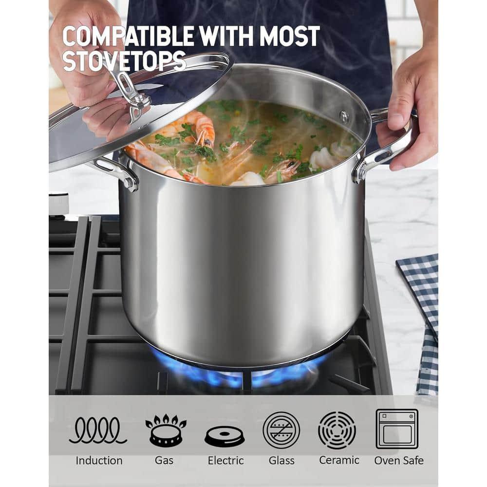 Cooks Standard 18/10 Stainless Steel Stockpot 20-Quart, Classic Deep Cooking Pot Canning Cookware with Stainless Steel Lid, Silver