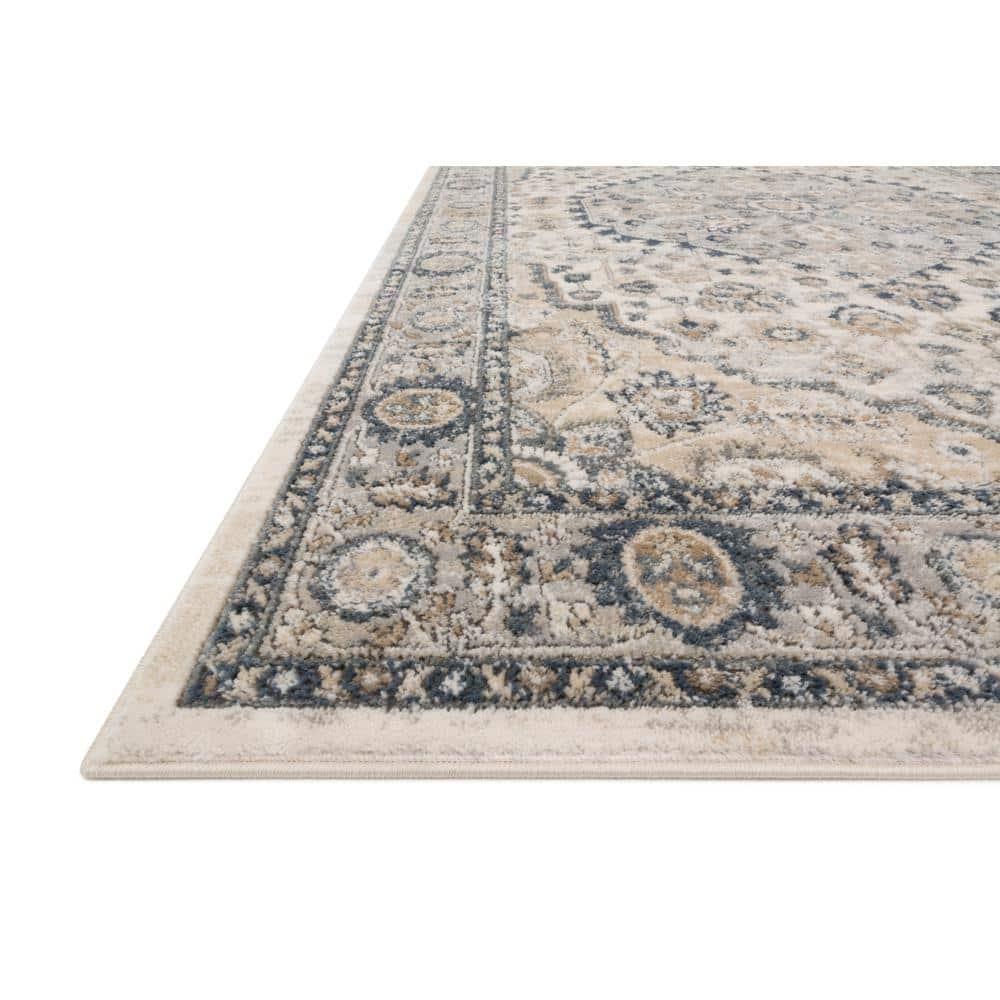 Teagan Natural and Light Grey Rectangular Oriental Area Rug