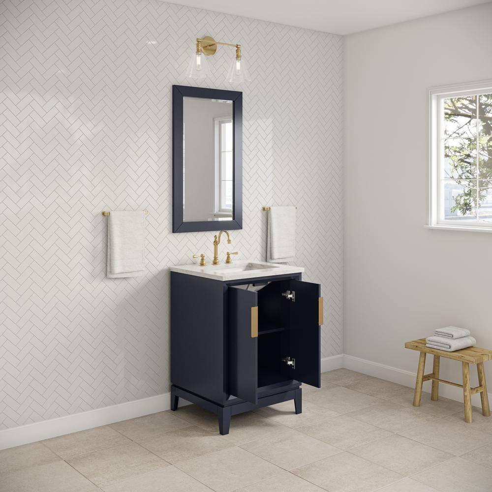 Elizabeth Collection 24 in. Bath Vanity in Monarch Blue With Vanity Top in Carrara White Marble - Vanity Only