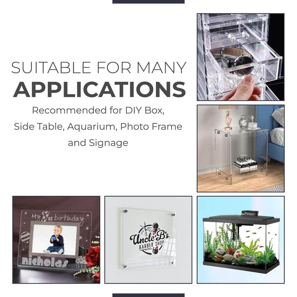 Fab Glass and Mirror Plastic PET Acrylic Plexiglass Sheet 12" x 12" with Protective Film, 1/4"(6mm) Thick Clear Panel for DIY Craft Projects, Picture Frame, Signs & Table Top (ACR6M12X12SQ)